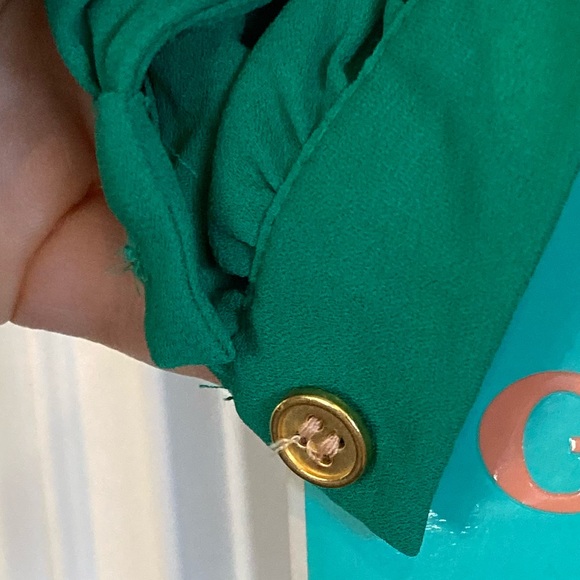 Long sleeve green GB blouse with gold sequin detail - Picture 3 of 4